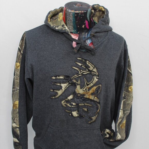 Legendary Whitetails Hoodie Sweatshirt Mens Size Medium Gray Camo Deer Logo - Picture 1 of 10